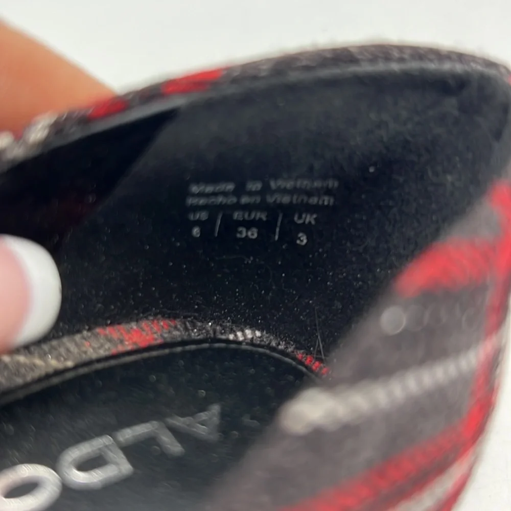 Aldo Red Tartan High Heels with White Racing Stripes size 6 - Picture 11 of 11